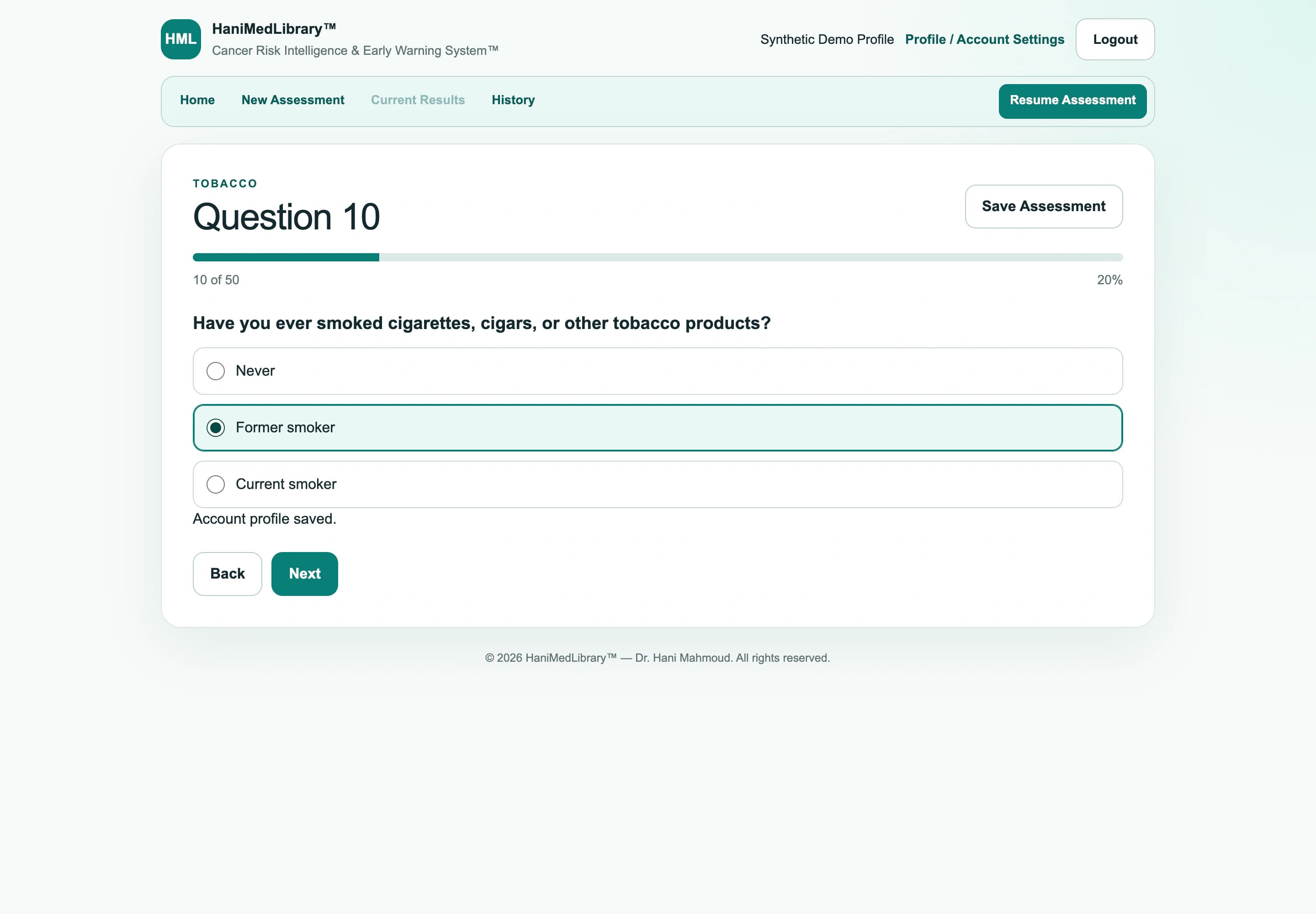 Cancer Risk Intelligence & Early Warning System™ platform screenshot 2